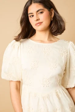 Oasis Robe Midi à Manches Bouffantes et Broderie Florale<Femme Robes Mi-Longues|Robes