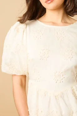 Oasis Robe Midi à Manches Bouffantes et Broderie Florale<Femme Robes Mi-Longues|Robes