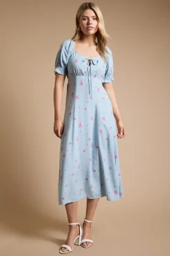 Dorothy Perkins Robe Midi À Manches Bouffantes Avec Nœud Devant<Femme Robes|Robes Mi-Longues