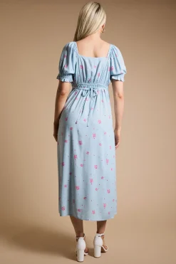 Dorothy Perkins Robe Midi À Manches Bouffantes Avec Nœud Devant<Femme Robes|Robes Mi-Longues