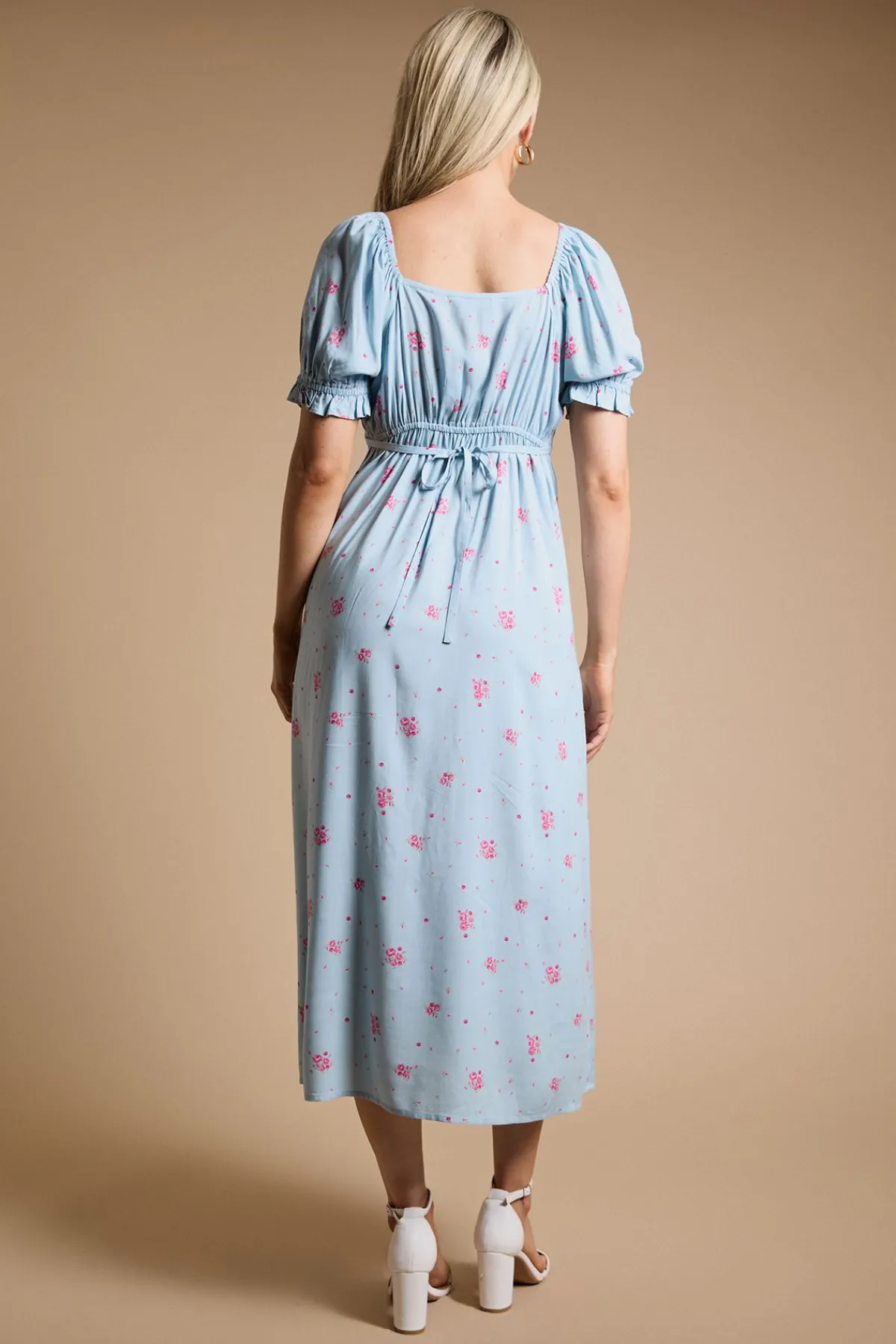 Dorothy Perkins Robe Midi À Manches Bouffantes Avec Nœud Devant<Femme Robes|Robes Mi-Longues