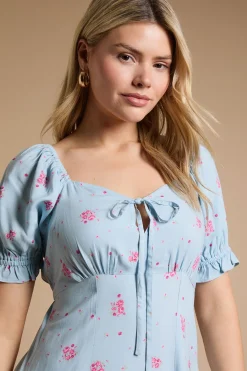 Dorothy Perkins Robe Midi À Manches Bouffantes Avec Nœud Devant<Femme Robes|Robes Mi-Longues