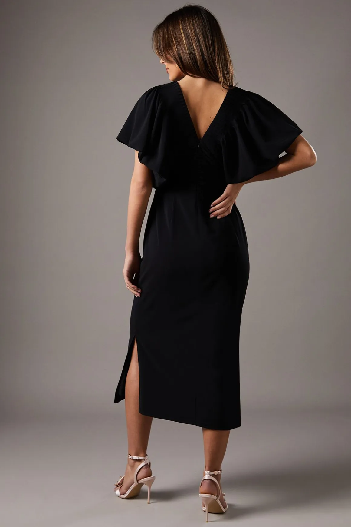 Robe Midi à Manches Bouffantes