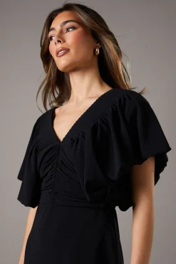 Robe Midi à Manches Bouffantes