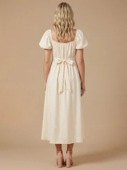 Dorothy Perkins Robe Midi À Manches Bouffantes Et Taille Cintrée<Femme Robes|Robes Mi-Longues