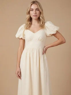 Dorothy Perkins Robe Midi À Manches Bouffantes Et Taille Cintrée<Femme Robes|Robes Mi-Longues