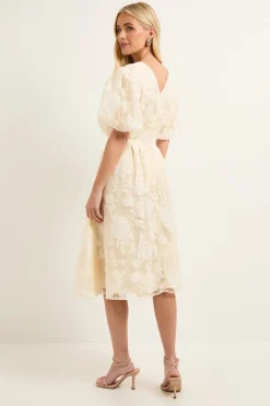 Wallis Robe Midi à Manches Bouffantes et Motif Floral Dévoré Petite Taille<Femme Toutes Les Robes|Robes Mi-Longues