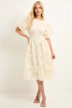 Wallis Robe Midi à Manches Bouffantes et Motif Floral Dévoré Petite Taille<Femme Toutes Les Robes|Robes Mi-Longues