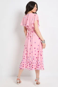 Wallis Robe Midi À Manches Cape Et Bordure À Pois<Femme Toutes Les Robes|Robes Mi-Longues