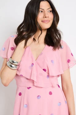Wallis Robe Midi À Manches Cape Et Bordure À Pois<Femme Toutes Les Robes|Robes Mi-Longues
