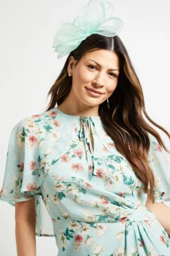 Robe Midi à Manches Cape et Fronces