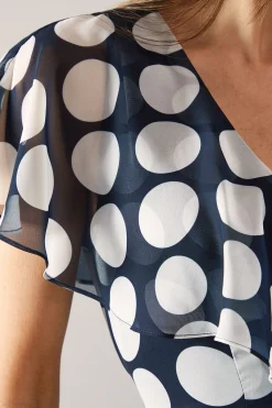 Wallis Robe Midi à Manches Cape Imprimé Pois Bordure<Femme Toutes Les Robes|Robes Mi-Longues