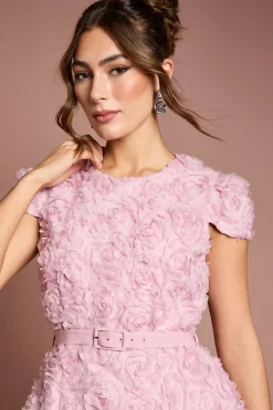Coast Robe Midi à Manches Courtes avec Fleurs 3D et Ceinture<Femme Toutes Les Robes|Robes Mi-Longues