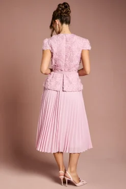 Coast Robe Midi à Manches Courtes avec Fleurs 3D et Ceinture<Femme Toutes Les Robes|Robes Mi-Longues