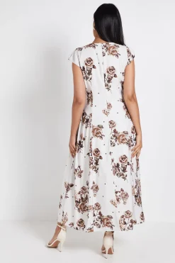 Robe Midi À Manches Courtes En Sergé Ottoman Imprimé Petite