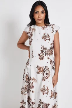 Robe Midi À Manches Courtes En Sergé Ottoman Imprimé Petite