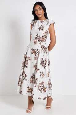 Robe Midi À Manches Courtes En Sergé Ottoman Imprimé Petite