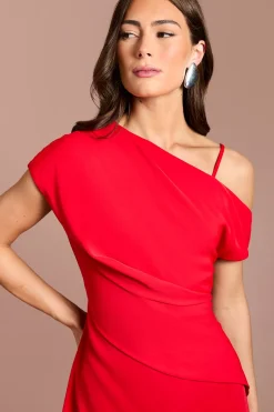 Robe Midi À Manches Drapées Avec Ourlet Asymétrique À Franges