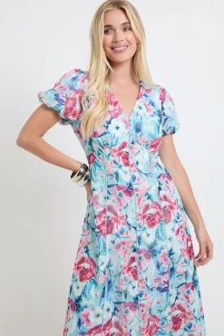 Robe Midi À Manches Froncées En Dévoré Floral Petite