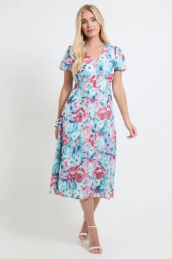 Robe Midi À Manches Froncées En Dévoré Floral Petite