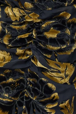 Robe Midi à Manches Longues avec Épaulettes Florales
