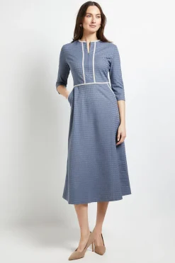 Robe Midi à Manches Longues avec Ceinture