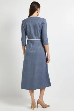 Robe Midi à Manches Longues avec Ceinture