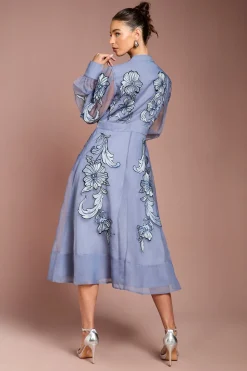 Coast Robe Midi À Manches Longues Avec Broderie Positionnée<Femme Robes Mi-Longues|Robes À Manches Longues
