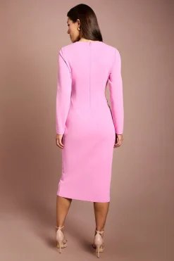 Robe Midi À Manches Longues Avec Découpes Et Finitions Dorées