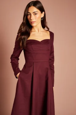 Coast Robe Midi À Manches Longues Avec Encolure Cœur<Femme Toutes Les Robes|Robes Mi-Longues