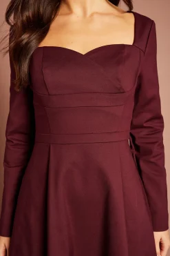 Coast Robe Midi À Manches Longues Avec Encolure Cœur<Femme Toutes Les Robes|Robes Mi-Longues