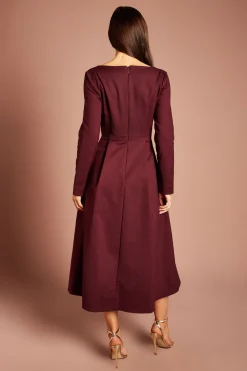 Coast Robe Midi À Manches Longues Avec Encolure Cœur<Femme Toutes Les Robes|Robes Mi-Longues