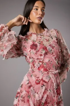 Coast Robe Midi à Manches Longues avec Appliqués Floraux<Femme Robes Mi-Longues|Robes À Manches Longues