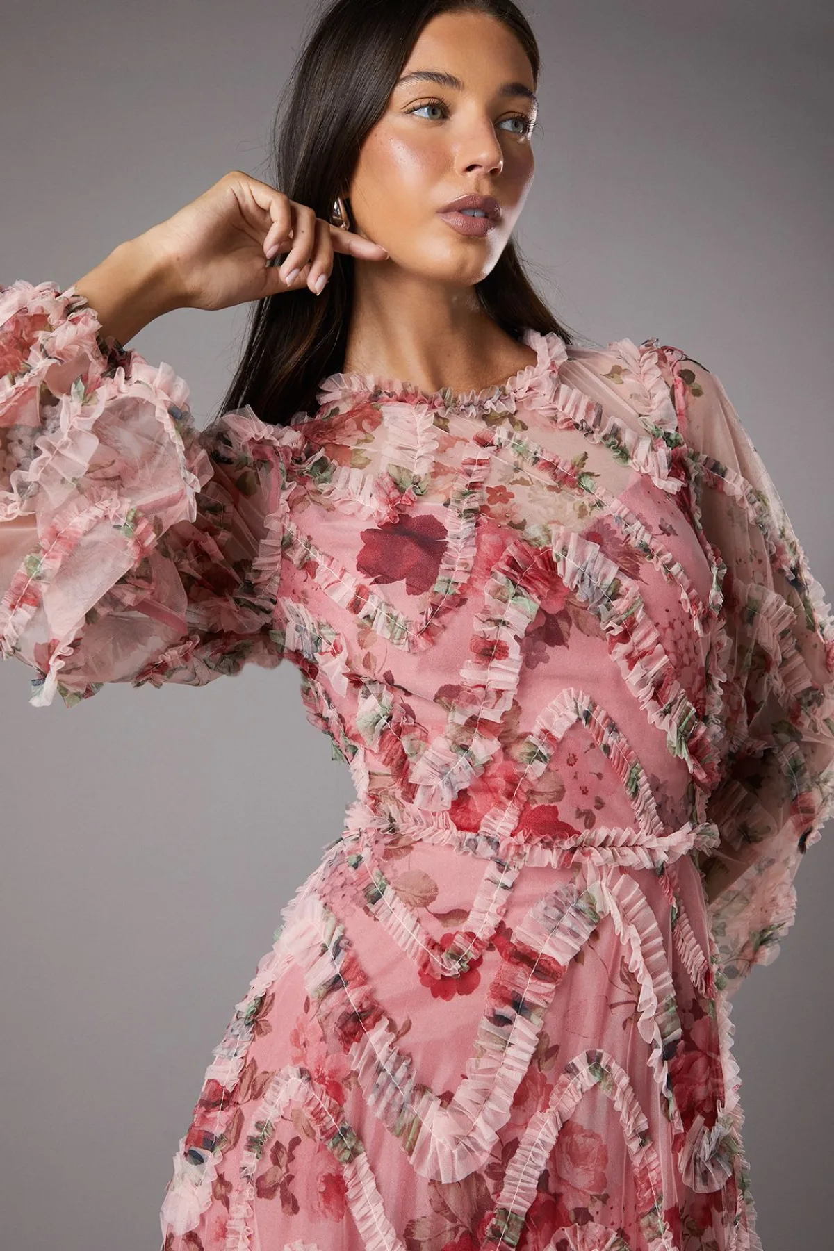 Coast Robe Midi à Manches Longues avec Appliqués Floraux<Femme Robes Mi-Longues|Robes À Manches Longues