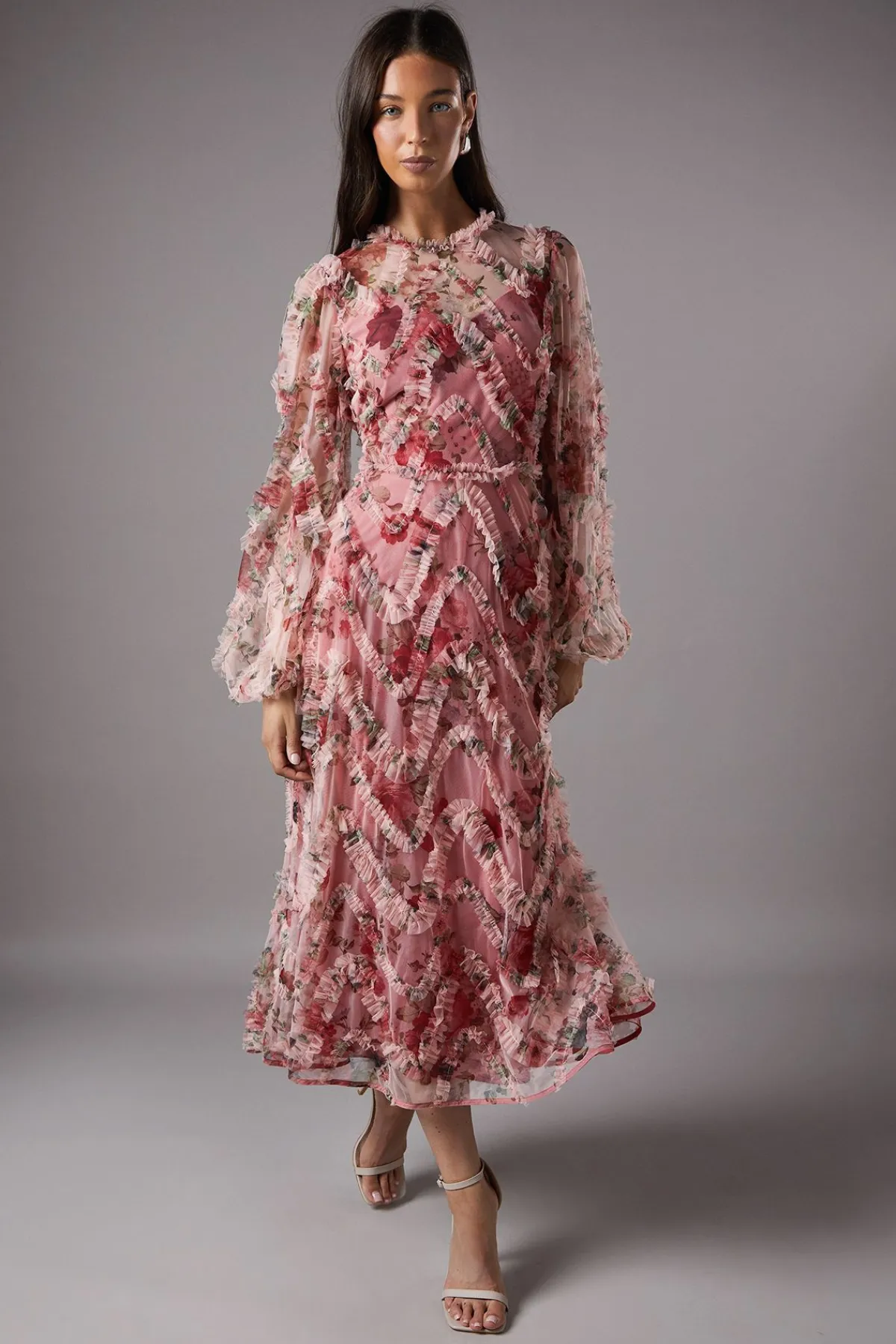 Coast Robe Midi à Manches Longues avec Appliqués Floraux<Femme Robes Mi-Longues|Robes À Manches Longues