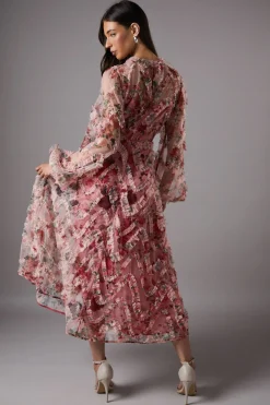Coast Robe Midi à Manches Longues avec Appliqués Floraux<Femme Robes Mi-Longues|Robes À Manches Longues