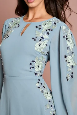Robe Midi À Manches Longues Brodée Et Ornementée
