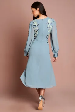Robe Midi À Manches Longues Brodée Et Ornementée