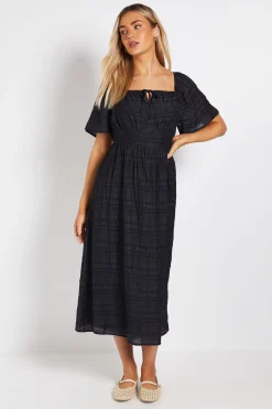 Robe Midi À Manches Papillon Et Buste Froncé