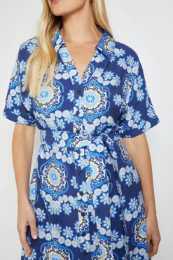 Wallis Robe Midi À Manches Retroussées Imprimé Paisley D'été Petite<Femme Robes Chemise|Toutes Les Robes
