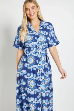 Wallis Robe Midi À Manches Retroussées Imprimé Paisley D'été Petite<Femme Robes Chemise|Toutes Les Robes