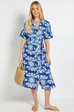Wallis Robe Midi À Manches Retroussées Imprimé Paisley D'été Petite<Femme Robes Chemise|Toutes Les Robes