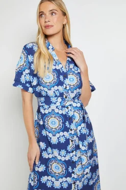Wallis Robe Midi À Manches Retroussées Imprimé Paisley D'été Petite<Femme Robes Chemise|Toutes Les Robes