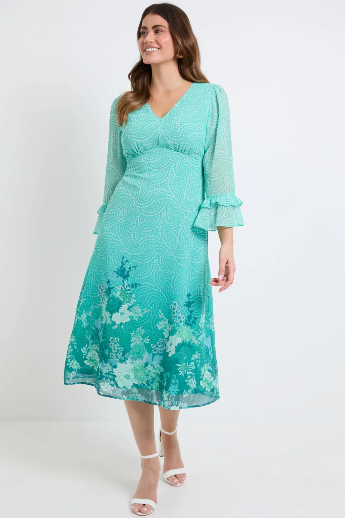 Robe Midi À Manches Évasées