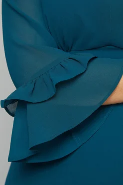 Robe Midi à Manches Évasées