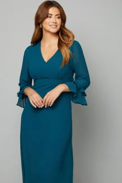 Robe Midi à Manches Évasées