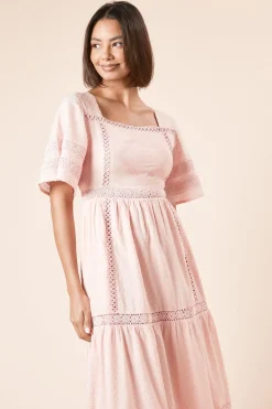 Dorothy Perkins Robe Midi à Manches Évasées avec Broderie Frontale<Femme Toutes Les Robes|Robes Mi-Longues