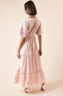 Dorothy Perkins Robe Midi à Manches Évasées avec Broderie Frontale<Femme Toutes Les Robes|Robes Mi-Longues
