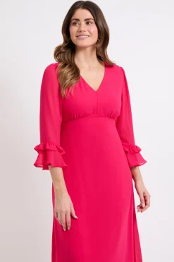 Robe Midi À Manches Évasées À Volants