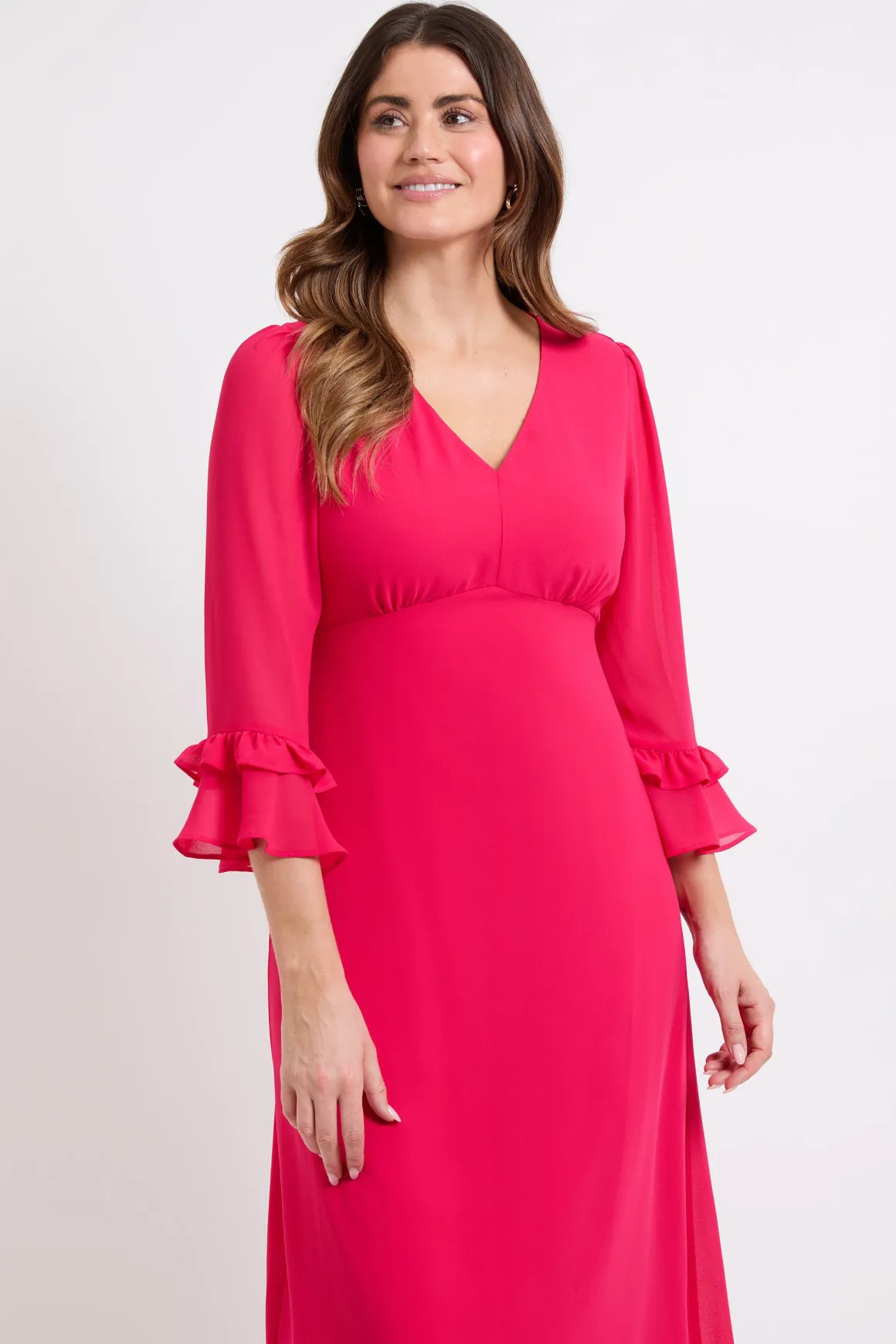 Robe Midi À Manches Évasées À Volants